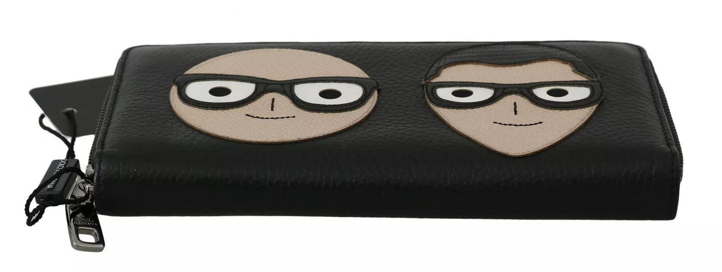 محفظة دولتشي آند غابانا الرجالية من الجلد الأسود بسحاب #DGFAMILY