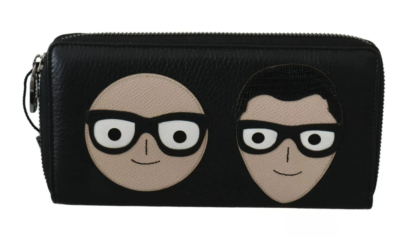 محفظة دولتشي آند غابانا الرجالية من الجلد الأسود بسحاب #DGFAMILY