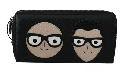 محفظة دولتشي آند غابانا الرجالية من الجلد الأسود بسحاب #DGFAMILY