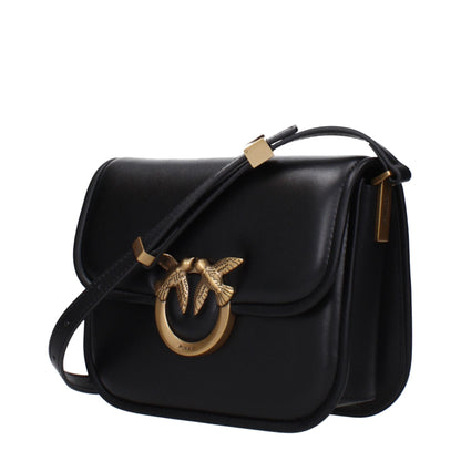 PINKO Black Leather Crossbody Bag