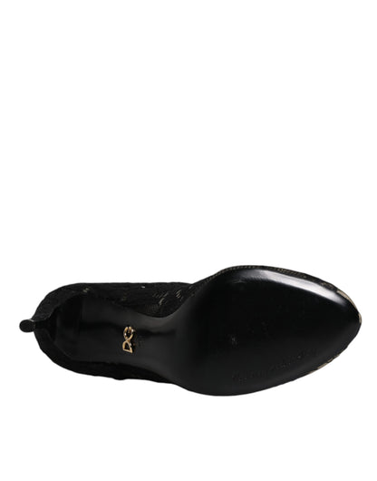 حذاء دولتشي آند غابانا أسود بكعب مطاطي متوسط ​​الارتفاع