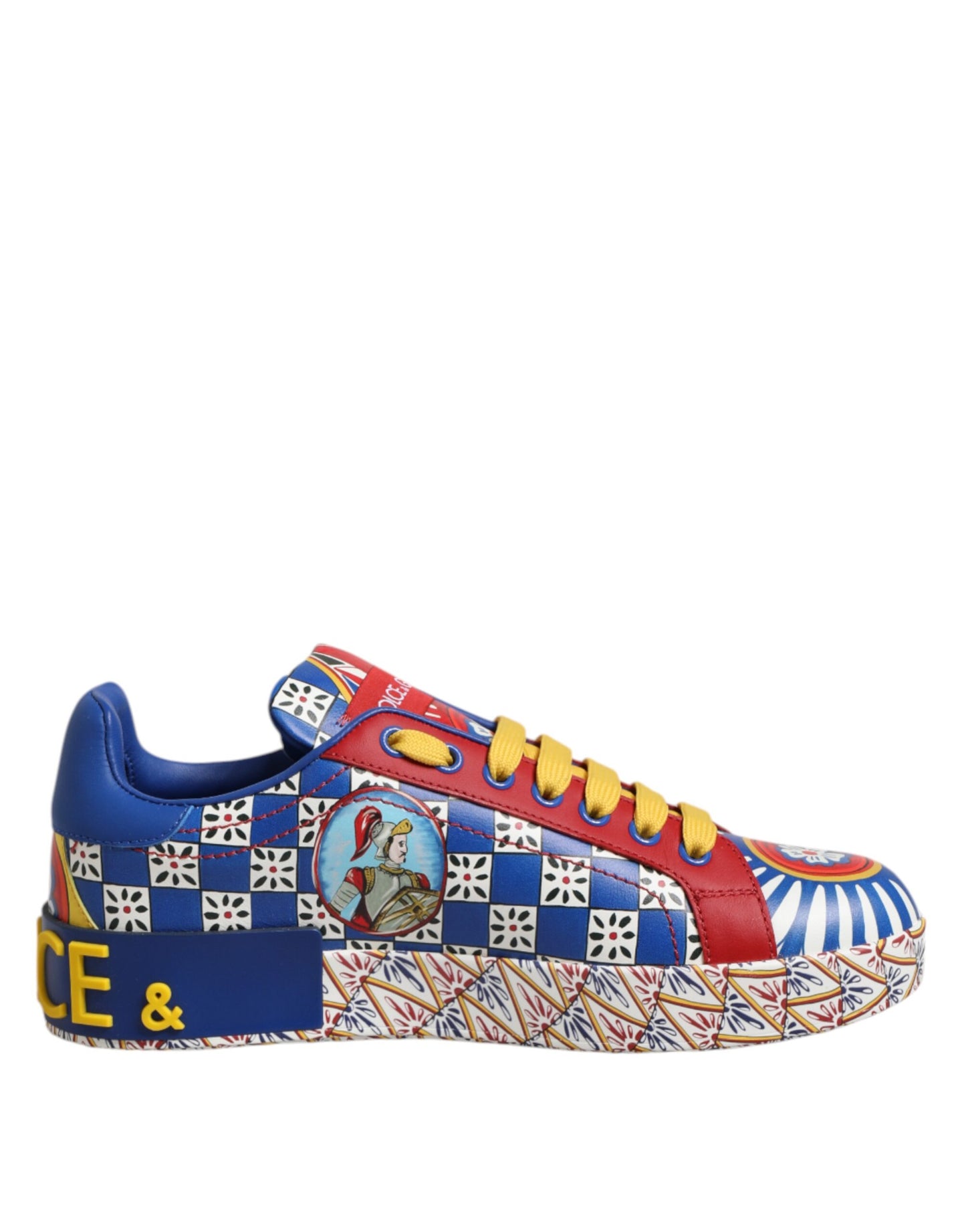 Dolce & Gabbana Portofino Carretto Printed Leather Sneakers Shoes