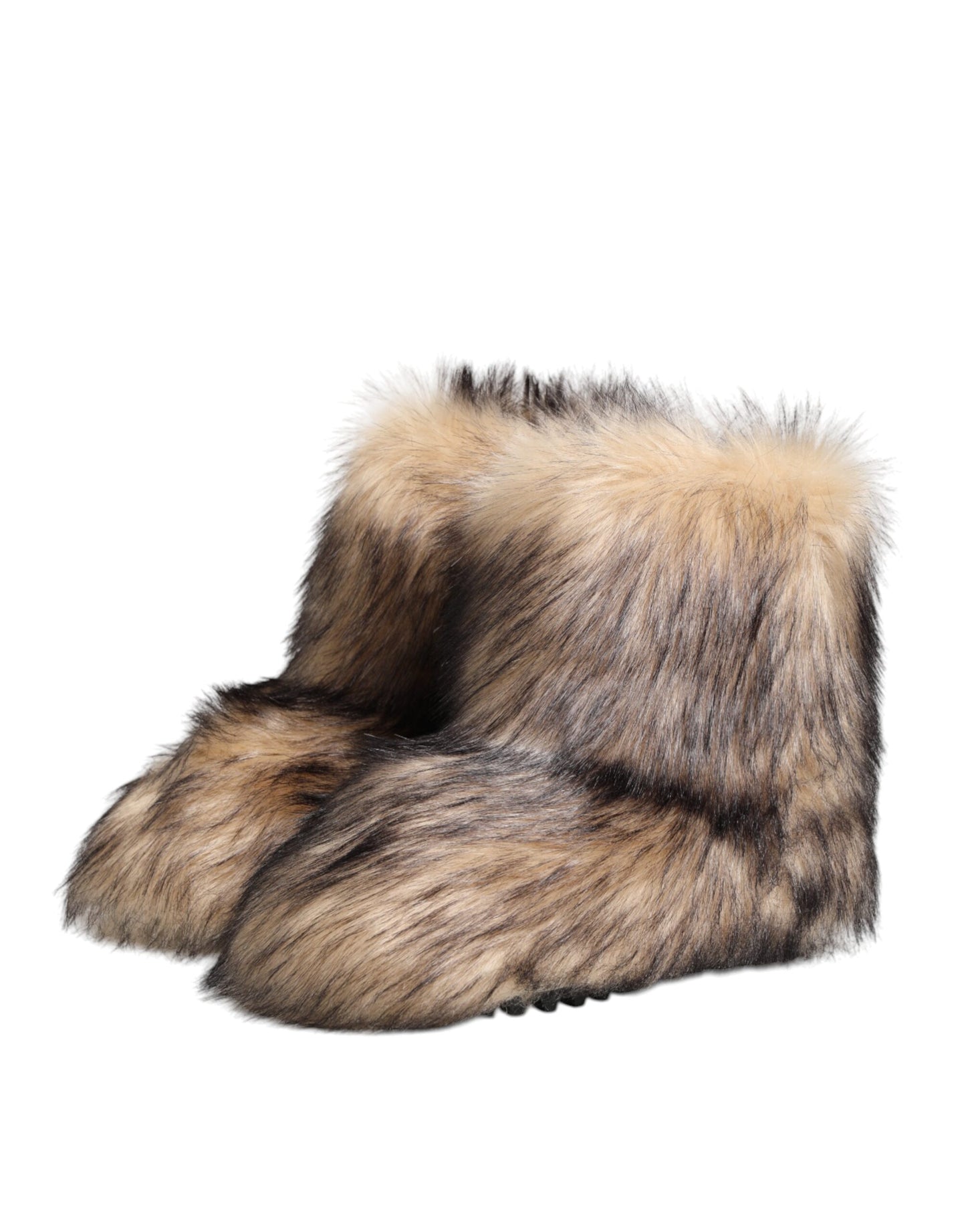 حذاء رجالي قصير من دولتشي آند غابانا مصنوع من فرو صناعي بني للتزلج