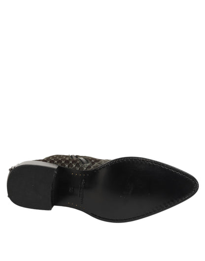 حذاء دولتشي آند غابانا رمادي من القطن المخملي قصير الساق