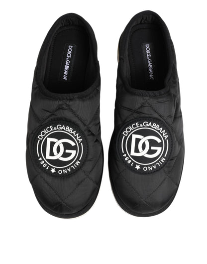 Dolce & Gabbana Black Nylon Low Top Slip On Sneaker Shoes