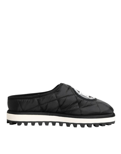 Dolce & Gabbana Black Nylon Low Top Slip On Sneaker Shoes