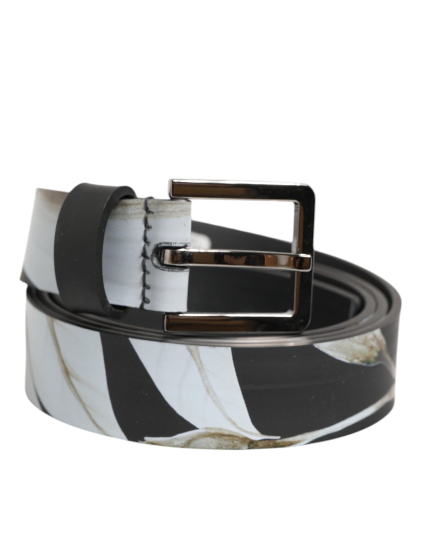 Dolce & Gabbana Multicolor PVC Floral Silver Buckle Men Belt