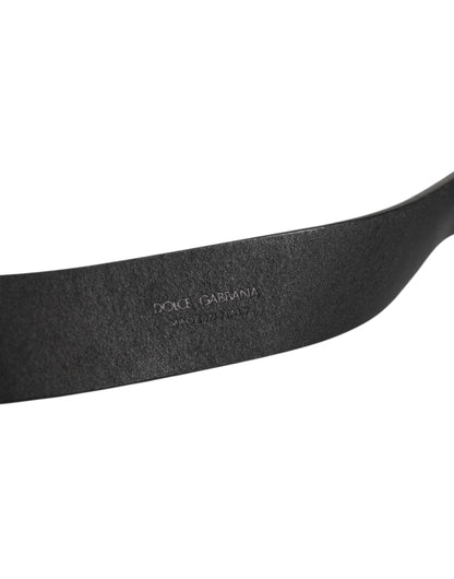 حزام رجالي كلاسيكي من دولتشي آند غابانا مصنوع من الجلد الأسود ومشبك معدني