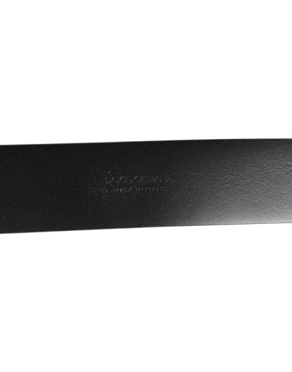 حزام دولتشي آند غابانا المصنوع من الجلد الأسود مع حلقات جانبية وإبزيم نحاسي