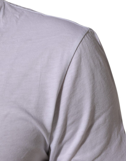 تي شيرت دولتشي آند غابانا أبيض قطني بطبعة شعار ورقبة دائرية