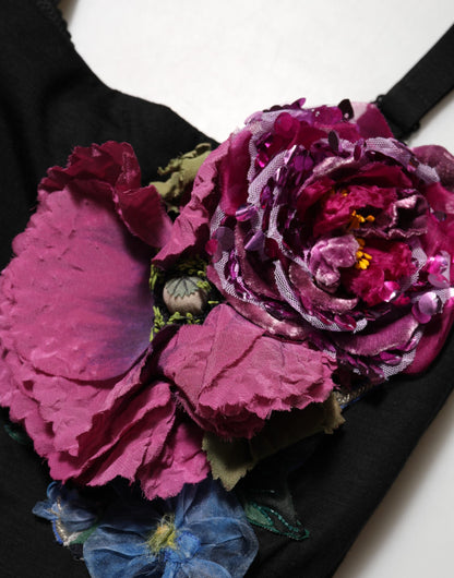 فستان دولتشي آند غابانا ضيق مزين بالزهور السوداء