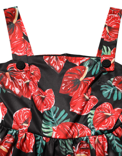 فستان دولتشي آند غابانا متوسط ​​الطول من القطن والبوبلين متعدد الألوان