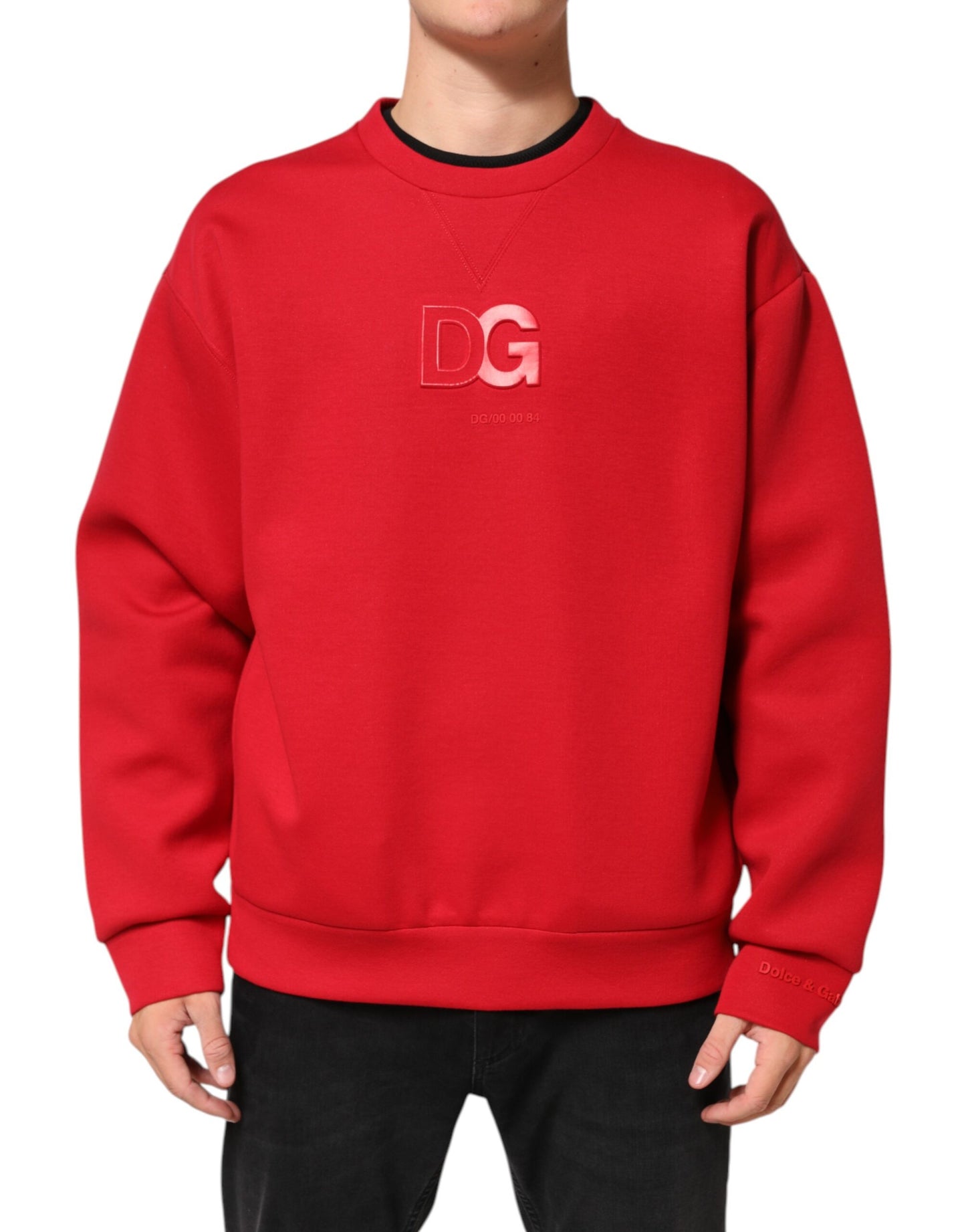 Dolce & Gabbana Red DG Logo Crew Neck Men Sweatshirt Sweater