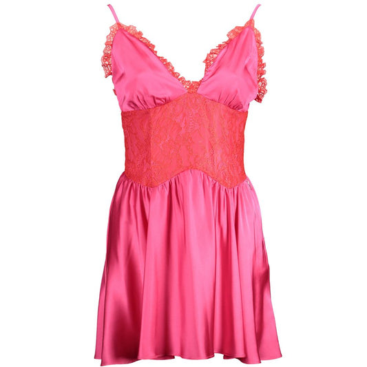 Gaelle Paris Pink Cotton Women Dress with Lace Detail