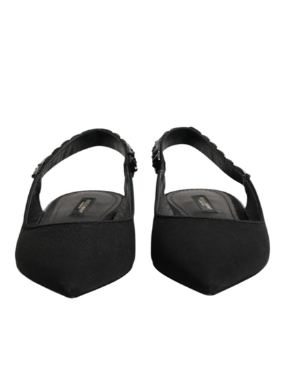 حذاء دولتشي آند غابانا الأسود الكريستالي ذو الكعب المفتوح