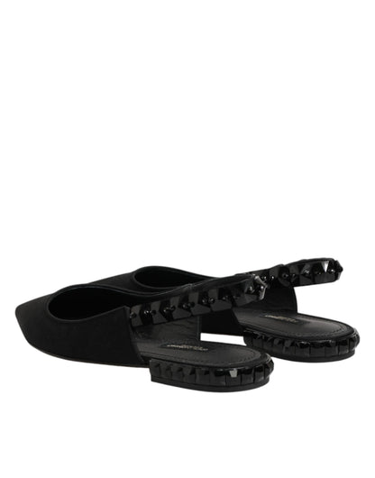 حذاء دولتشي آند غابانا الأسود الكريستالي ذو الكعب المفتوح