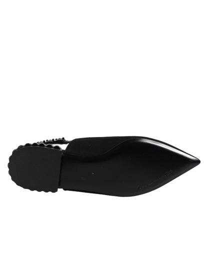 حذاء دولتشي آند غابانا الأسود الكريستالي ذو الكعب المفتوح