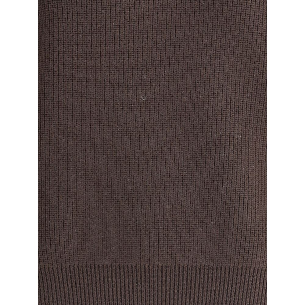 سويت شيرت من جلد الحمل البني من سان لوران