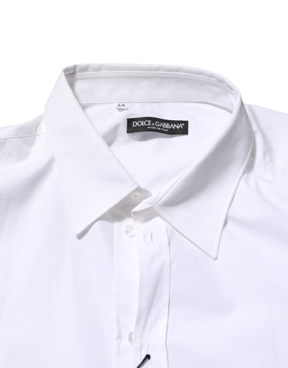 Dolce & Gabbana White Cotton Collared Long Sleeve Men Dress Shirt