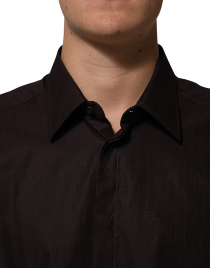 قميص مارتيني قطني بني بأكمام طويلة من دولتشي آند غابانا