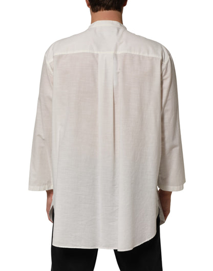 قميص دولتشي آند غابانا الأبيض القطني بطبعة زهور وأزرار