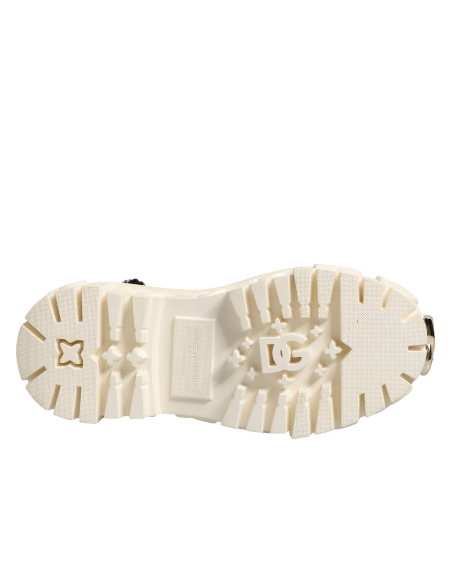 حذاء دولتشي آند غابانا أبيض من الجلد المطاطي بشعار