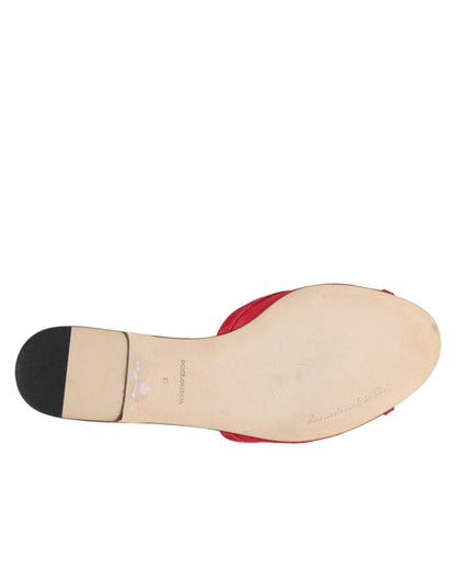 حذاء دولتشي آند غابانا مسطح أحمر مزخرف سهل الارتداء