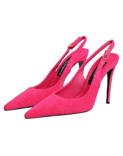Dolce & Gabbana Pink Suede High Heels Slingback Shoes