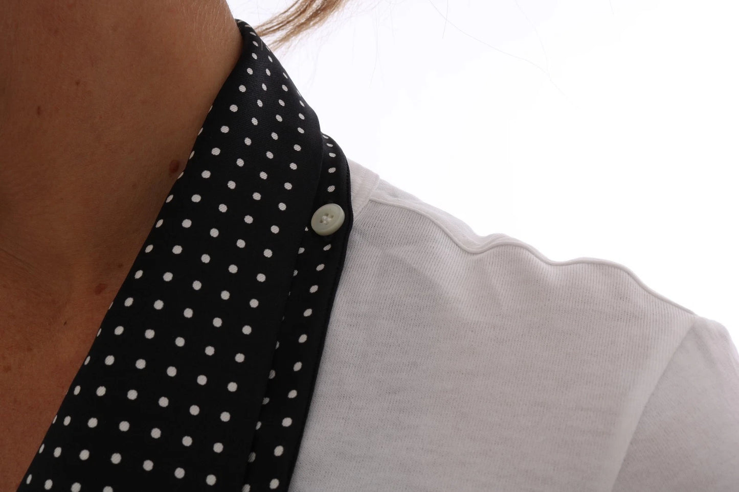 تي شيرت دولتشي آند غابانا أبيض قطني أسود حريري