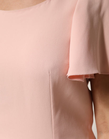 بلوزة دولتشي آند غابانا الوردية بأكمام قصيرة ورقبة مستديرة