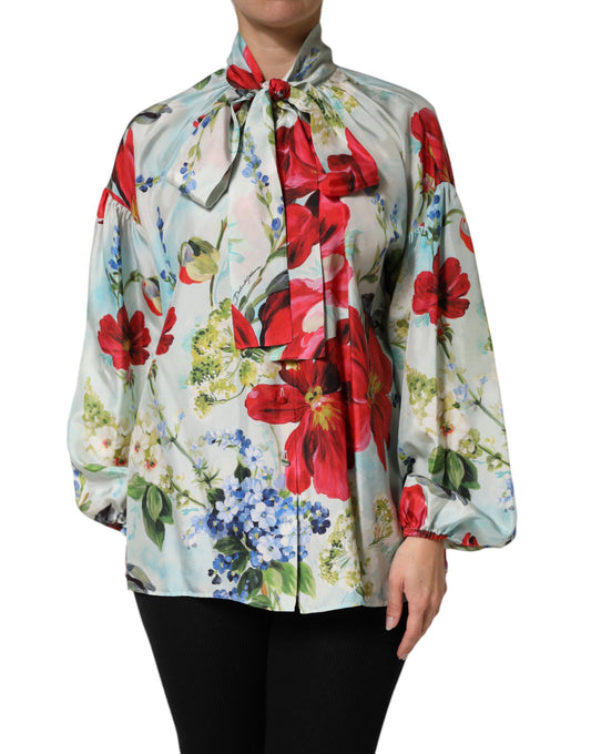 Dolce & Gabbana Multicolor Floral Long Sleeves Blouse Top