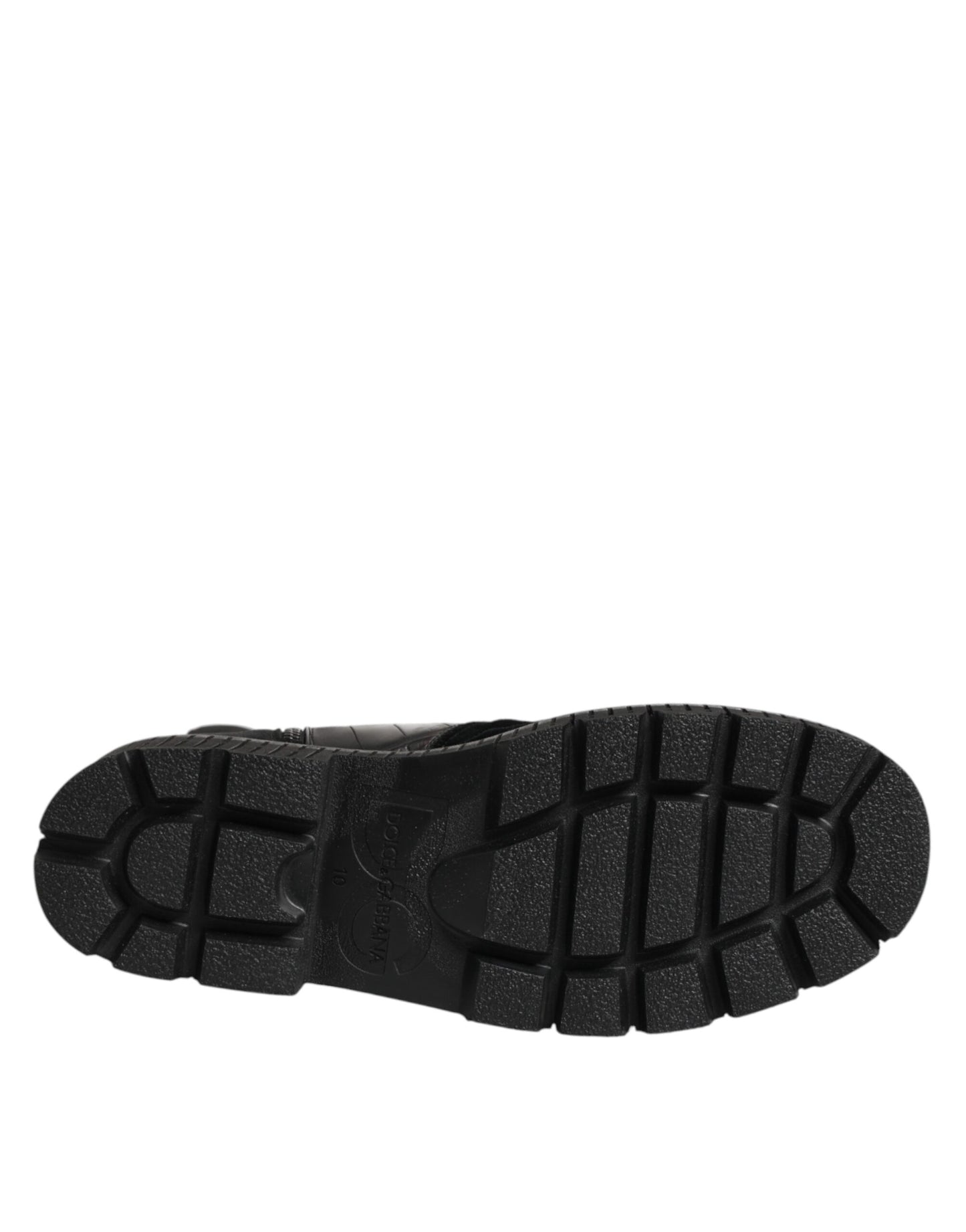 حذاء بوت أسود من الجلد المرقّع بارتفاع متوسط ​​من دولتشي آند غابانا