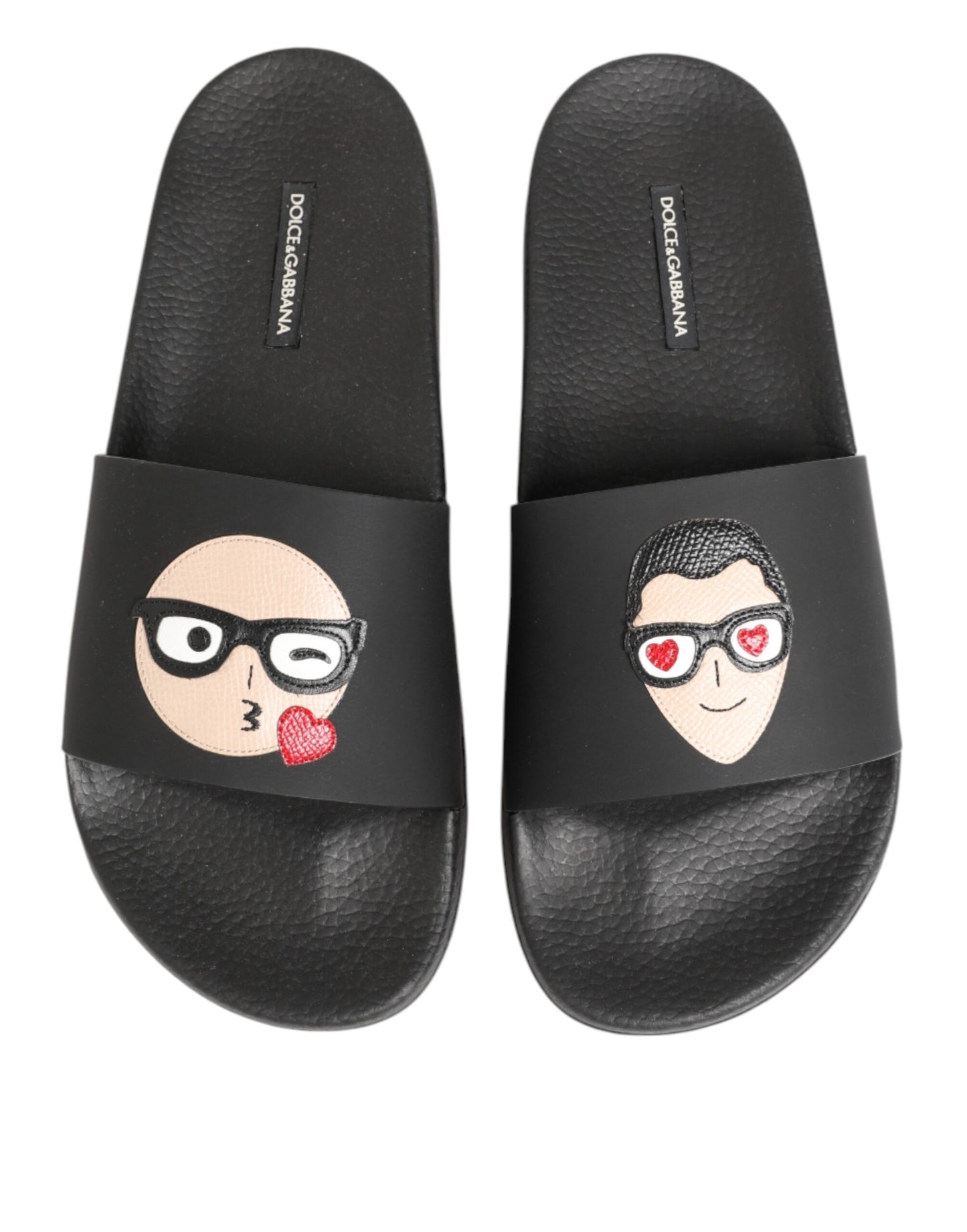 صندل دولتشي آند غابانا أسود من الجلد للشاطئ