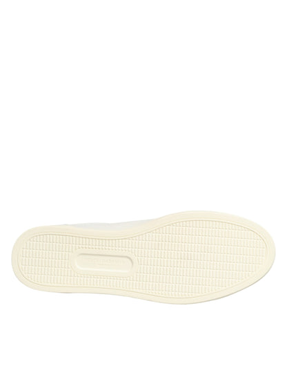 حذاء سنيكرز دولتشي آند غابانا أبيض من الجلد مزين بقلب