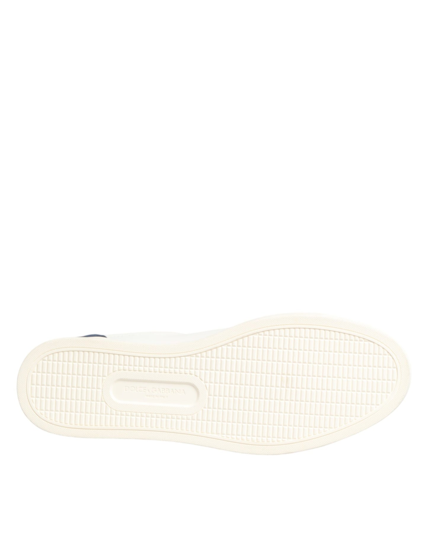 حذاء سنيكرز دولتشي آند غابانا أبيض وأزرق من الجلد برقعة شعار