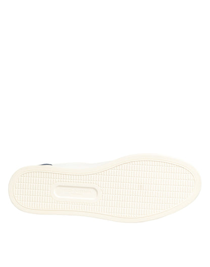 حذاء سنيكرز دولتشي آند غابانا أبيض وأزرق من الجلد برقعة شعار