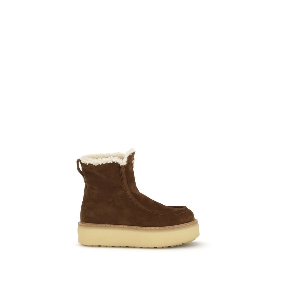 حذاء بوت بوس توروس من جلد العجل البني من برادا