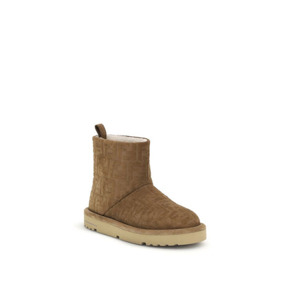 حذاء فندي بني من الجلد للكاحل