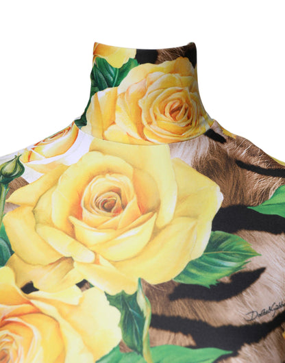 فستان قصير بطبعة زهور متعددة الألوان من دولتشي آند غابانا