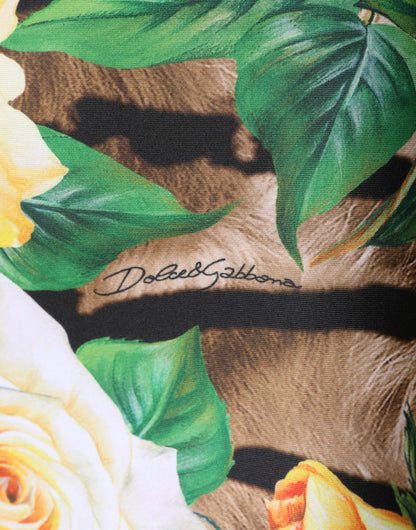 فستان قصير بطبعة زهور متعددة الألوان من دولتشي آند غابانا