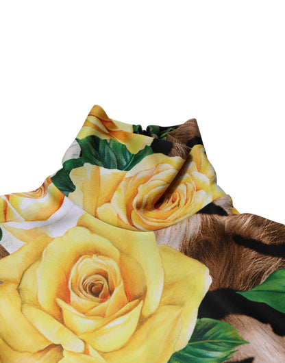 فستان قصير بطبعة زهور متعددة الألوان من دولتشي آند غابانا