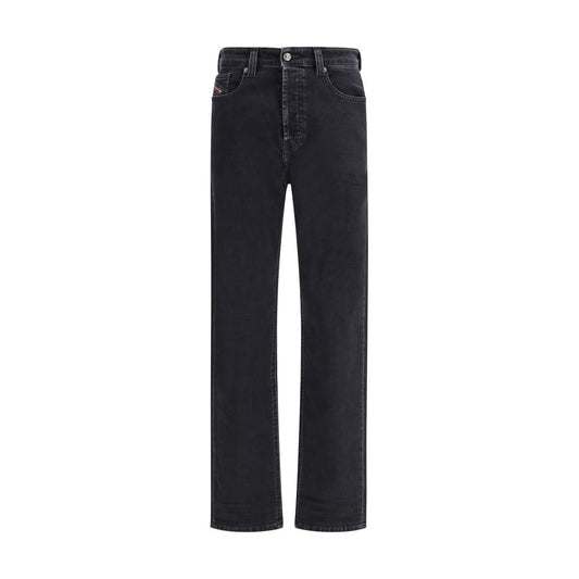 Diesel Black Cotton Relaxed Fit Jeans