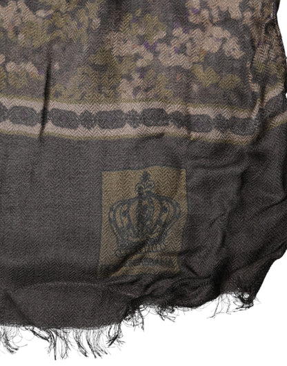 Dolce & Gabbana Brown Camouflage Modal Men Shawl Scarf