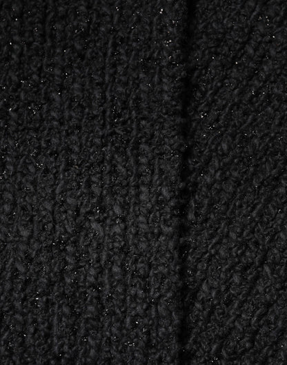 وشاح دولتشي آند غابانا الأسود من الكشمير المحبوك مع هامش