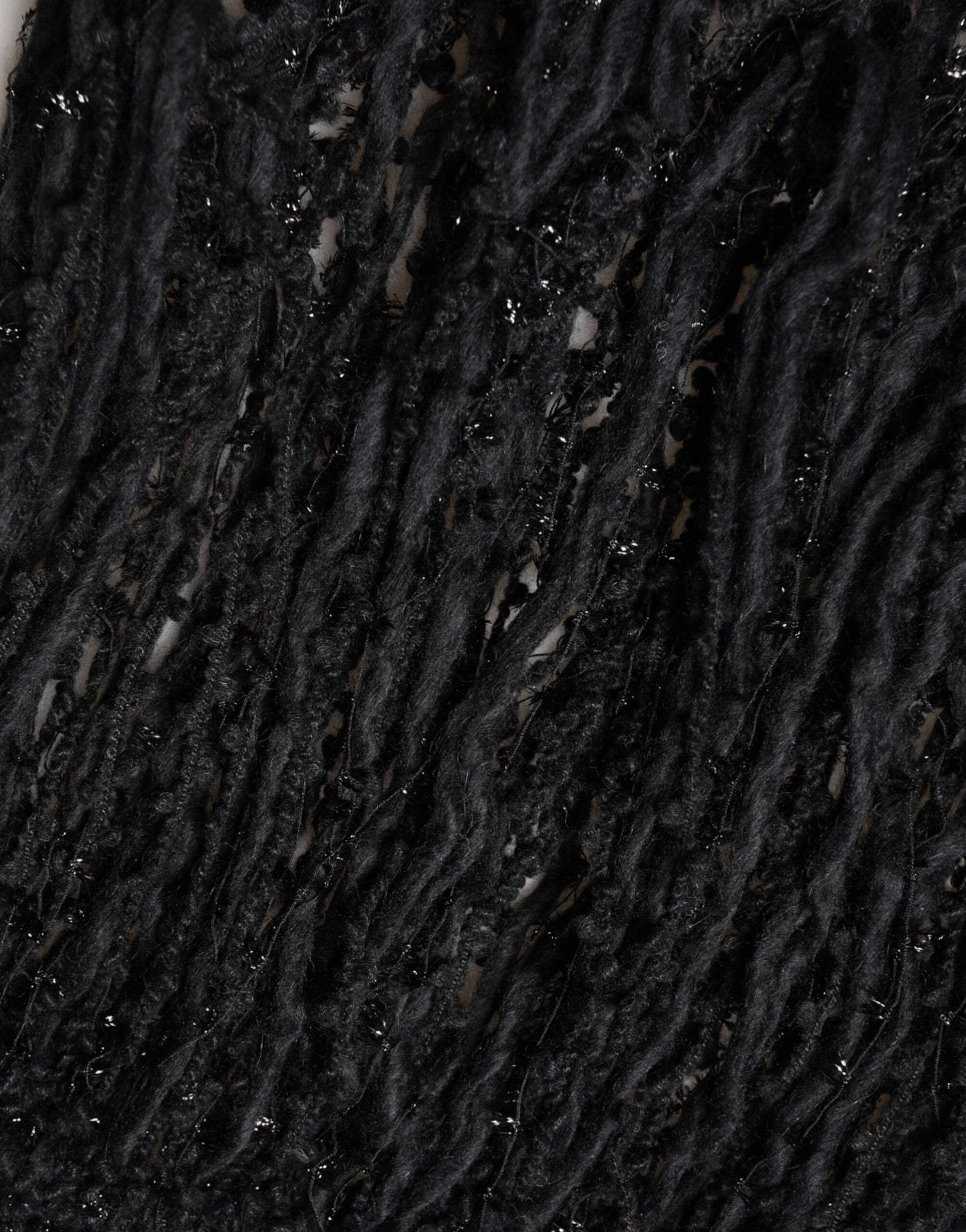 وشاح دولتشي آند غابانا الأسود من الكشمير المحبوك مع هامش