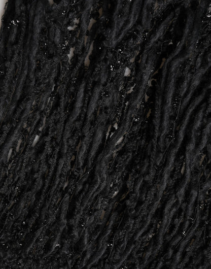 وشاح دولتشي آند غابانا الأسود من الكشمير المحبوك مع هامش