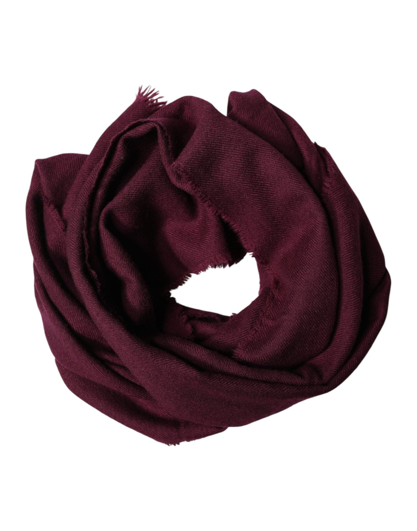 Dolce & Gabbana Maroon Cashmere Fringes Neck Wrap Shawl Scarf
