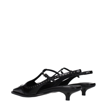 Miu Miu Black Leather Mid Heel Pumps