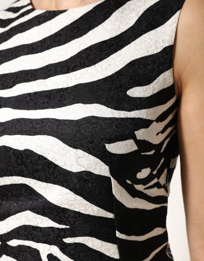 Dolce & Gabbana Black White Zebra Sleeveless A-line Dress