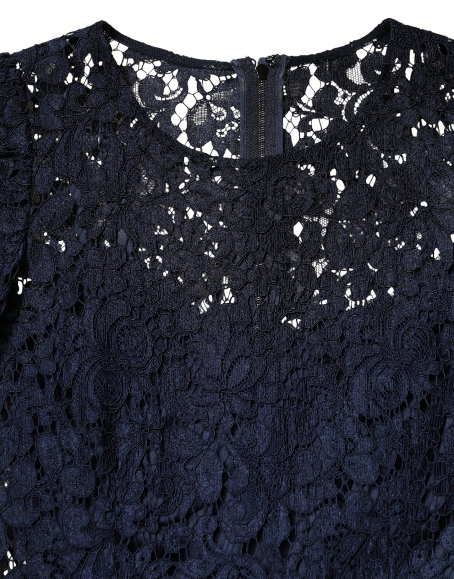 Dolce & Gabbana Blue Lace Ruffle A-line Knee Length Dress